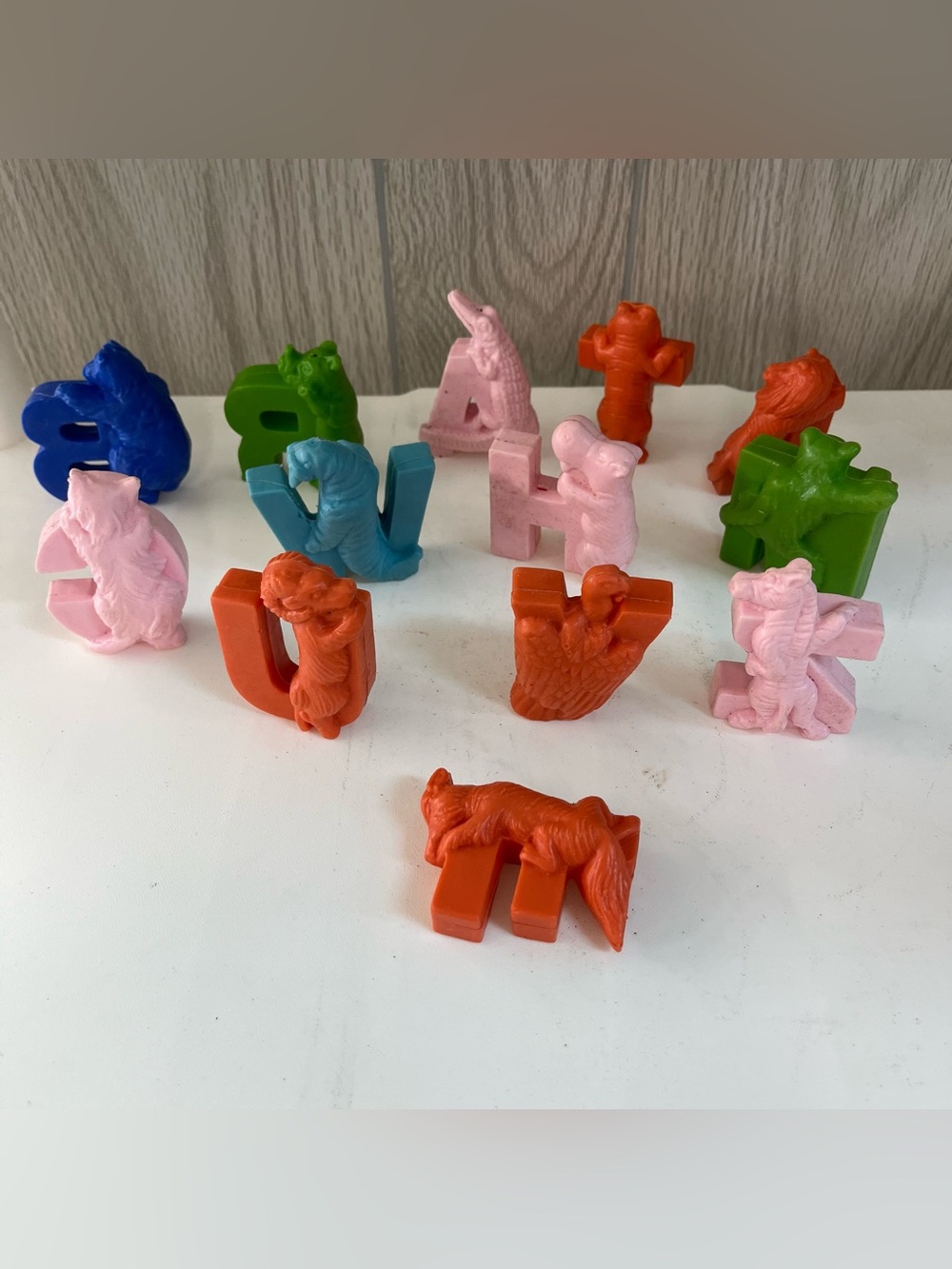VTG 1960s Plastic Blowmold Animal Alphabet 13 Letters 3" Incomplete Set